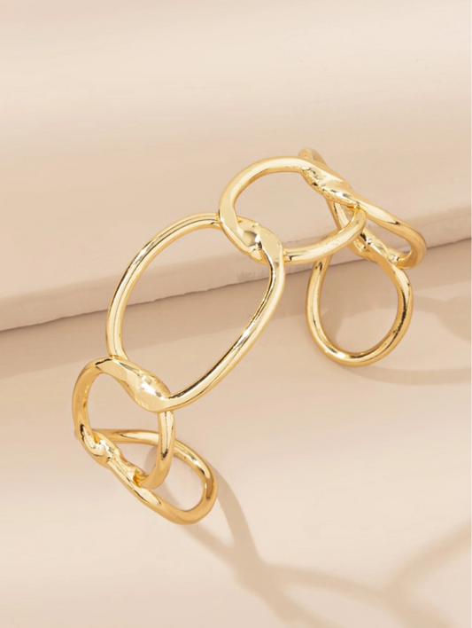 1PC Minimalist Adjustable Metal Open Cuff Bangle | Sleek Gold & Silver Statement Bracelet
