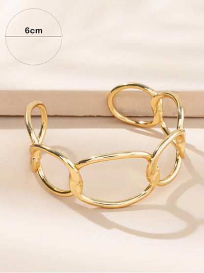 1PC Minimalist Adjustable Metal Open Cuff Bangle | Sleek Gold & Silver Statement Bracelet