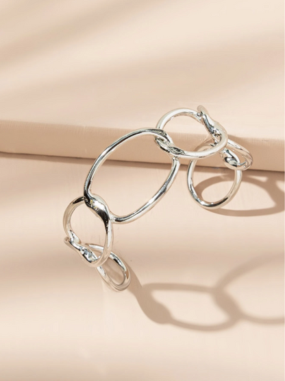 1PC Minimalist Adjustable Metal Open Cuff Bangle | Sleek Gold & Silver Statement Bracelet