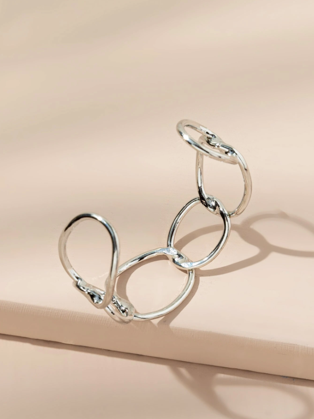 1PC Minimalist Adjustable Metal Open Cuff Bangle | Sleek Gold & Silver Statement Bracelet