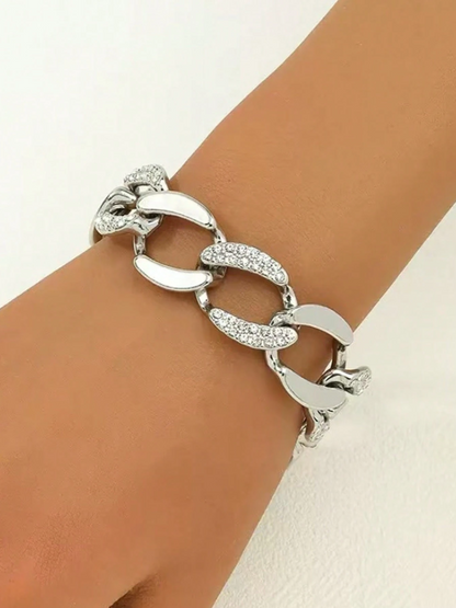 Rhinestone Thick Chain Bracelet