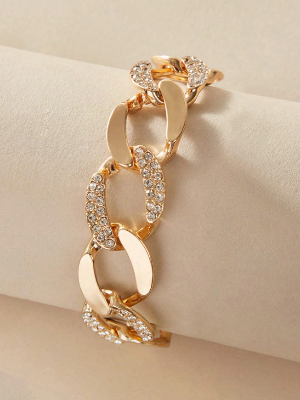 Rhinestone Thick Chain Bracelet