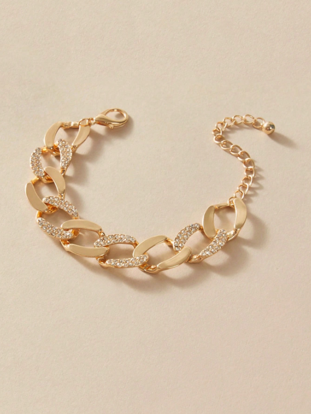 Rhinestone Thick Chain Bracelet