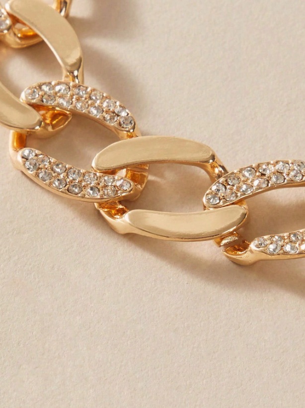 Rhinestone Thick Chain Bracelet
