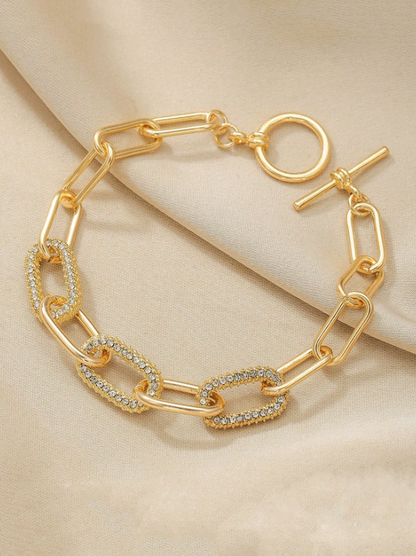Elegant Rhinestone Oval Chain Bracelet