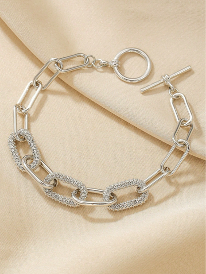 Elegant Rhinestone Oval Chain Bracelet