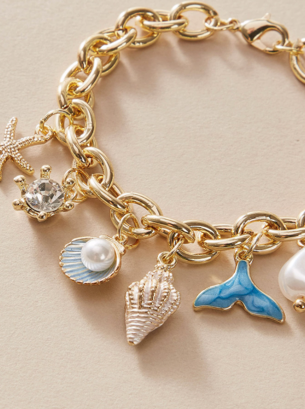 Starfish & Fish Tail Charm Bracelet | Beach-Inspired Pearl & Seashell Jewelry for Daily & Vacation Wear