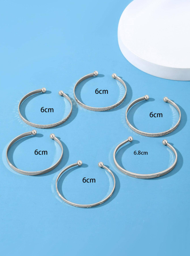6pcs Set Textured Gold Cuff Bangles | Elegant Geometric Stackable Bracelets