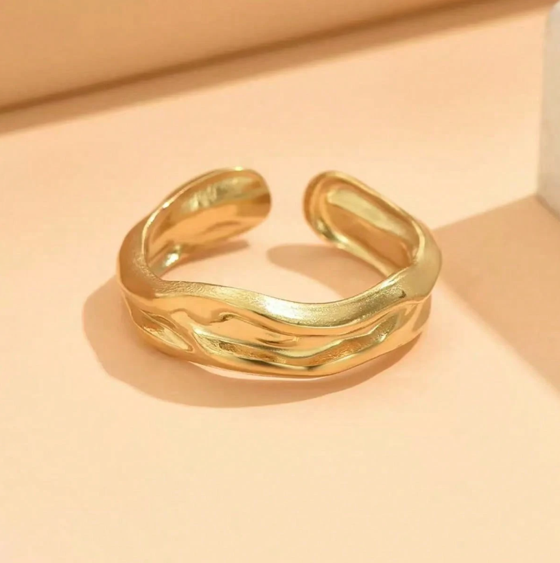 Gold Asymmetrical Geometric Open Cuff Bracelet | Minimalist Statement Bangle for Holiday & Everyday Style