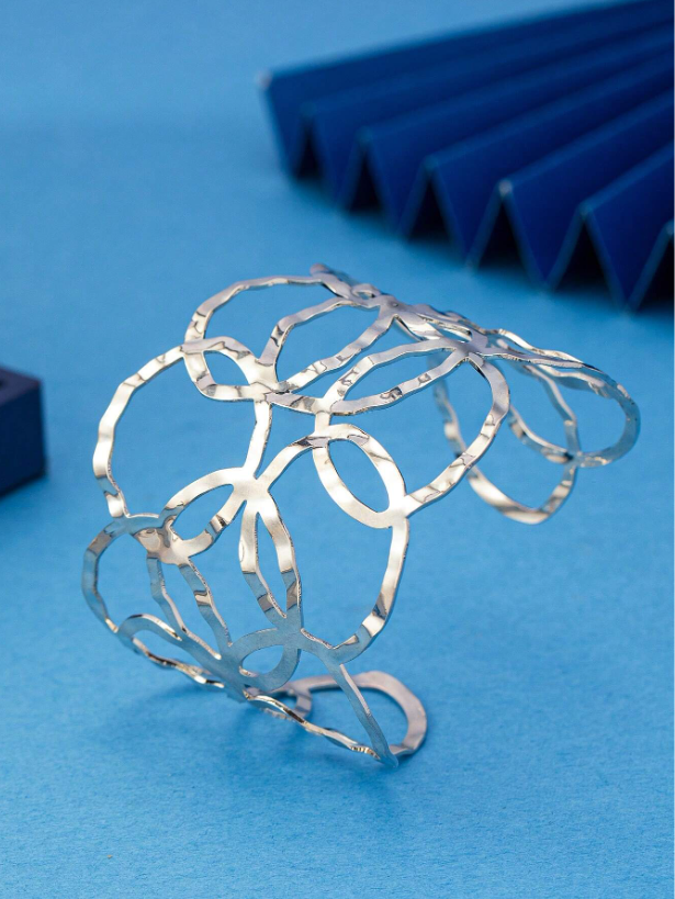 Minimalist Hammered Metal Open Cuff Bangle | Elegant Gold & Silver Textured Bracelet