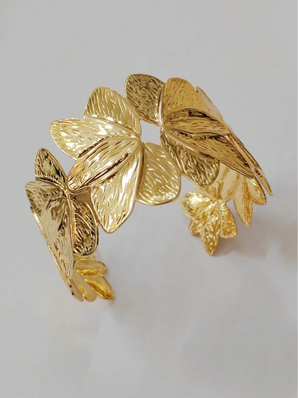 Golden Flower Open Cuff Bracelet | Elegant Floral Bangle Jewelry for Daily & Party Wear
