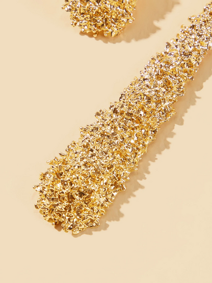 Matte Frosted Geometric Teardrop Earrings | Textured Metal Drop Earrings