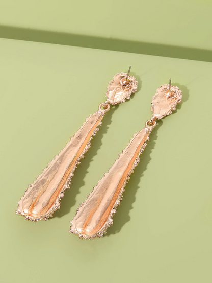 Matte Frosted Geometric Teardrop Earrings | Textured Metal Drop Earrings