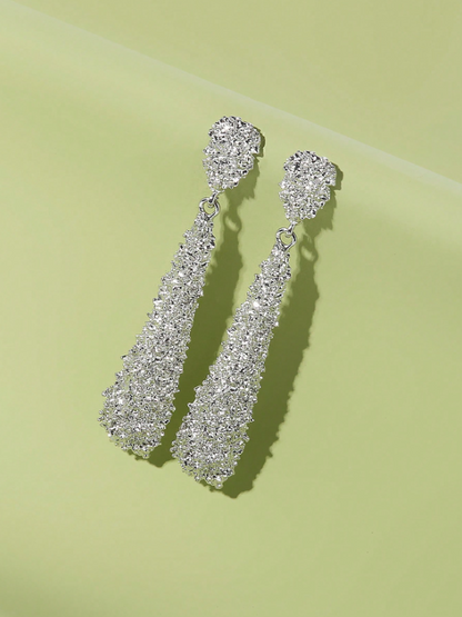 Matte Frosted Geometric Teardrop Earrings | Textured Metal Drop Earrings