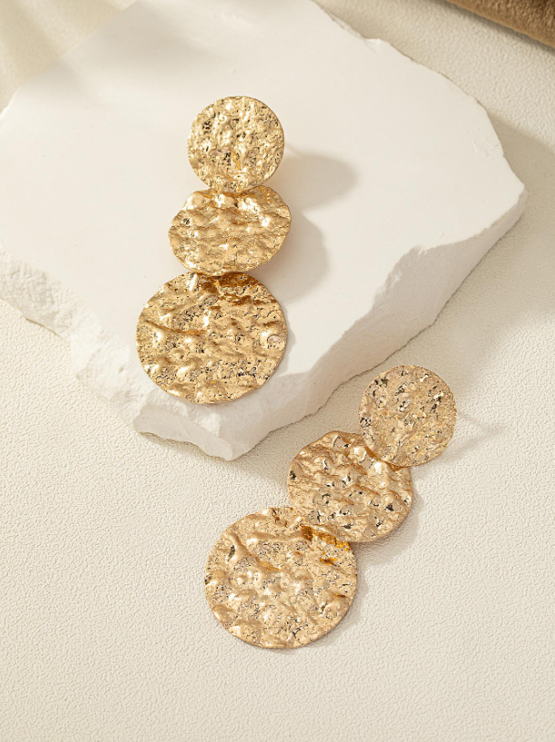Textured Round Drop Earrings | Elegant European & American Style Jewelry
