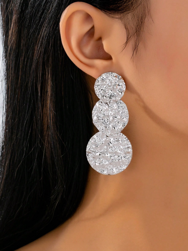 Textured Round Drop Earrings | Elegant European & American Style Jewelry