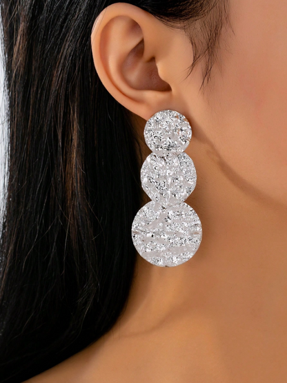 Textured Round Drop Earrings | Elegant European & American Style Jewelry