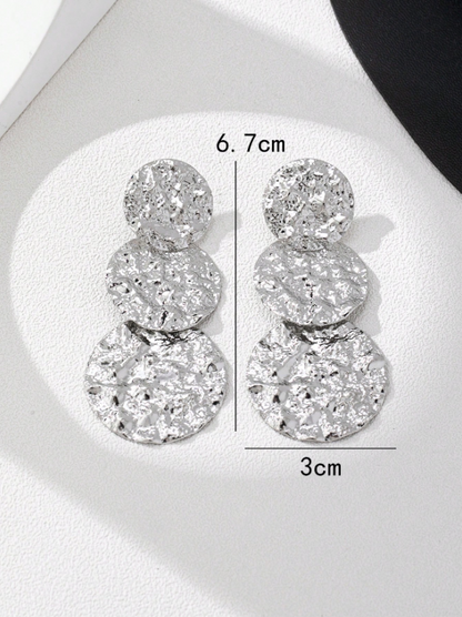 Textured Round Drop Earrings | Elegant European & American Style Jewelry