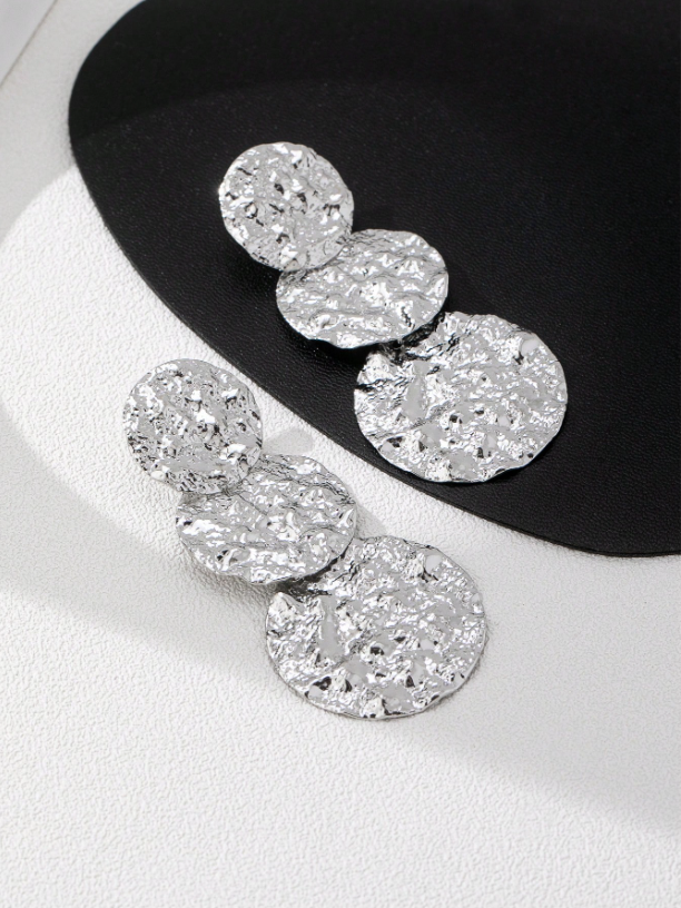 Textured Round Drop Earrings | Elegant European & American Style Jewelry
