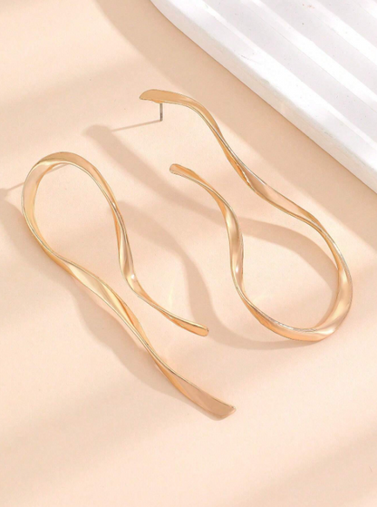 Trendy Asymmetrical Curved Stud Earrings | Geometric Minimalist Zinc Alloy Jewelry