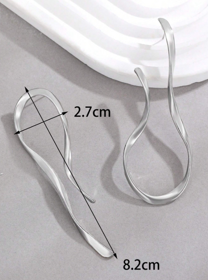 Trendy Asymmetrical Curved Stud Earrings | Geometric Minimalist Zinc Alloy Jewelry