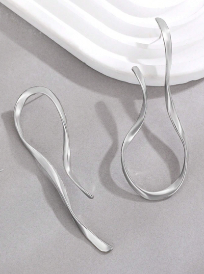 Trendy Asymmetrical Curved Stud Earrings | Geometric Minimalist Zinc Alloy Jewelry