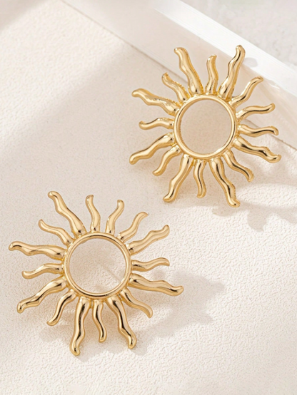 Trendy Sunflower Stud Earrings | Elegant Floral Metal Jewelry