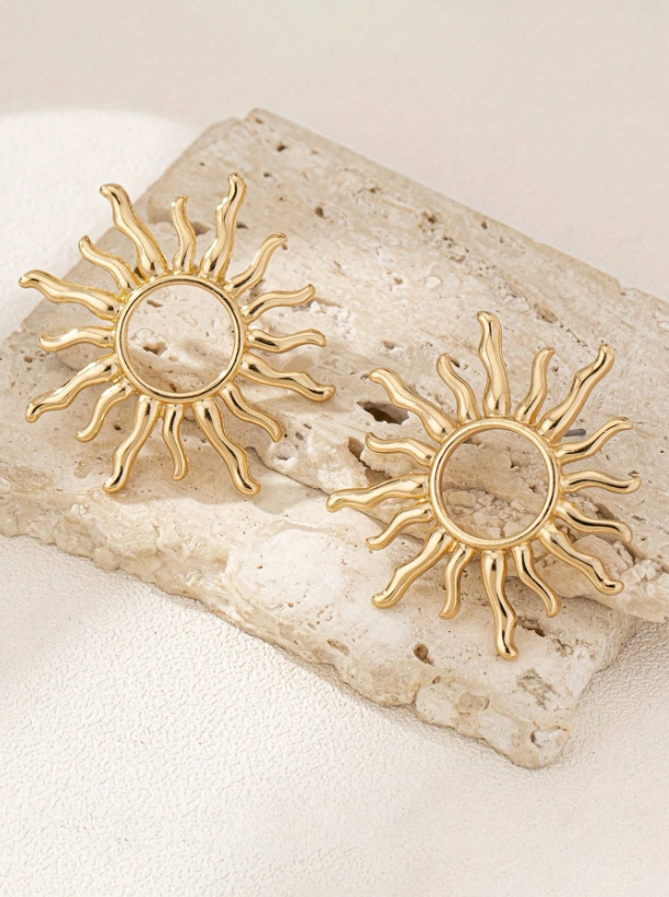 Trendy Sunflower Stud Earrings | Elegant Floral Metal Jewelry
