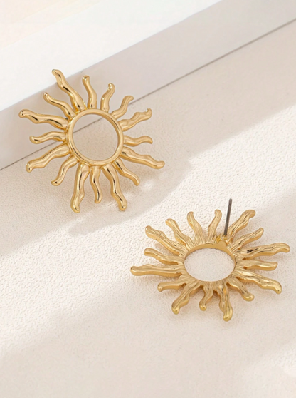 Trendy Sunflower Stud Earrings | Elegant Floral Metal Jewelry