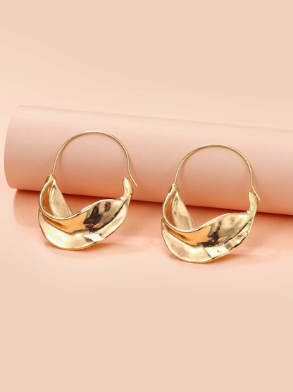 Minimalist Geometric Hoop Earrings | Textured Metal Vintage Style Hoops