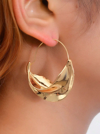Minimalist Geometric Hoop Earrings | Textured Metal Vintage Style Hoops