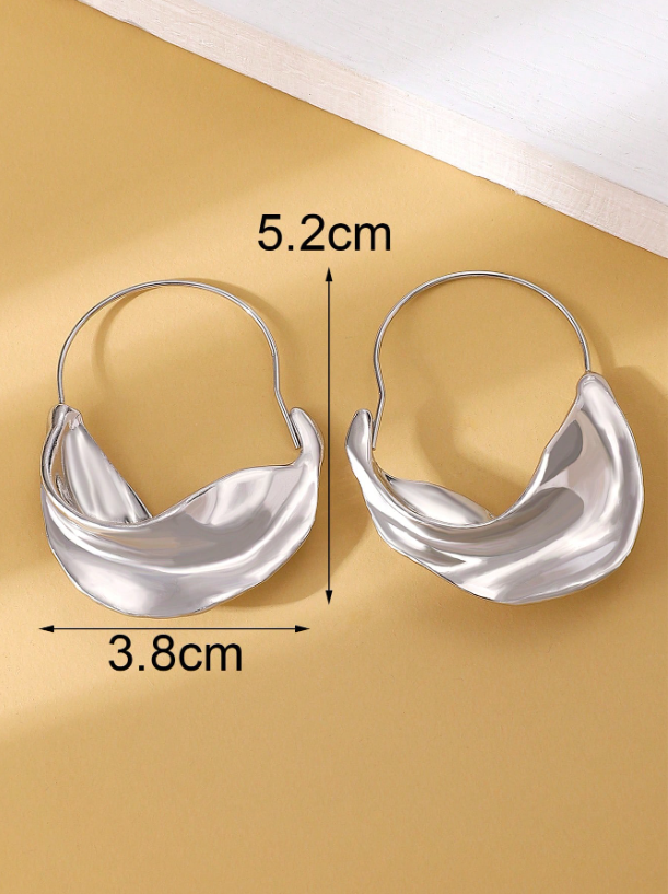 Minimalist Geometric Hoop Earrings | Textured Metal Vintage Style Hoops