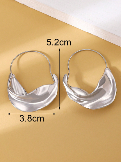 Minimalist Geometric Hoop Earrings | Textured Metal Vintage Style Hoops