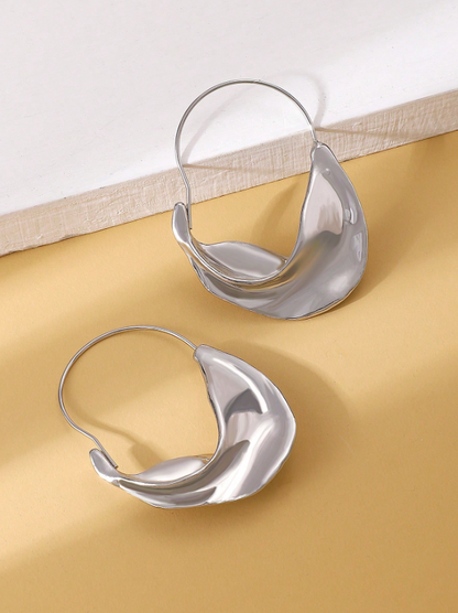 Minimalist Geometric Hoop Earrings | Textured Metal Vintage Style Hoops