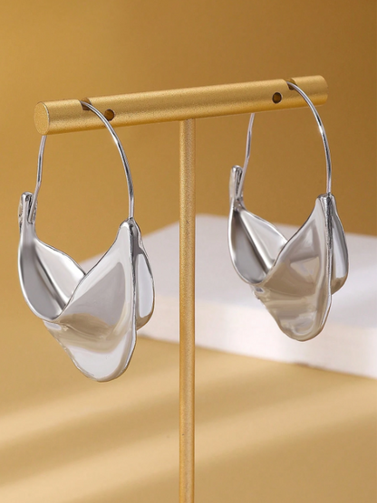 Minimalist Geometric Hoop Earrings | Textured Metal Vintage Style Hoops