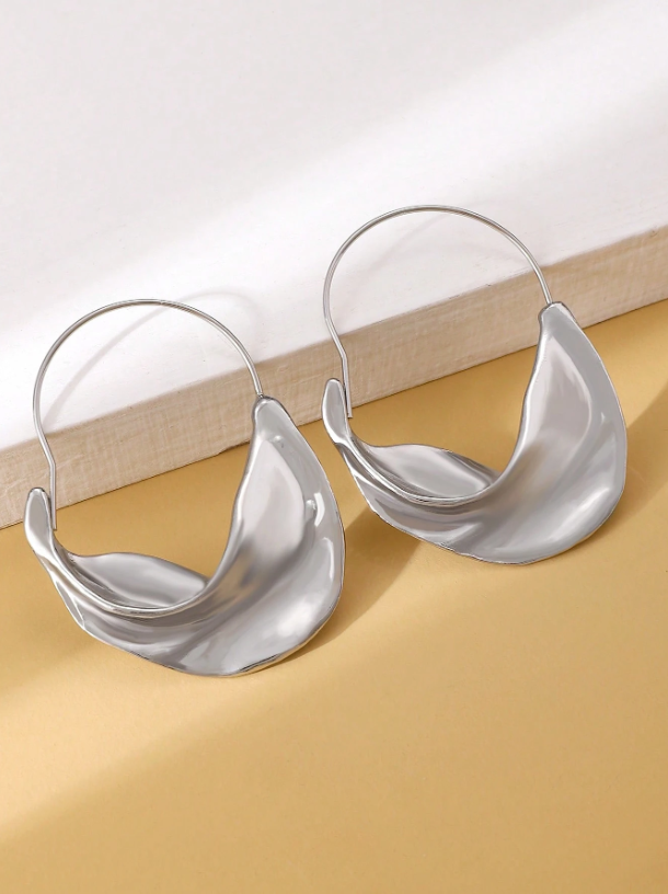 Minimalist Geometric Hoop Earrings | Textured Metal Vintage Style Hoops