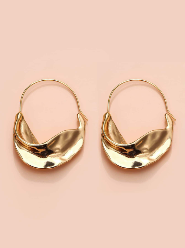 Minimalist Geometric Hoop Earrings | Textured Metal Vintage Style Hoops