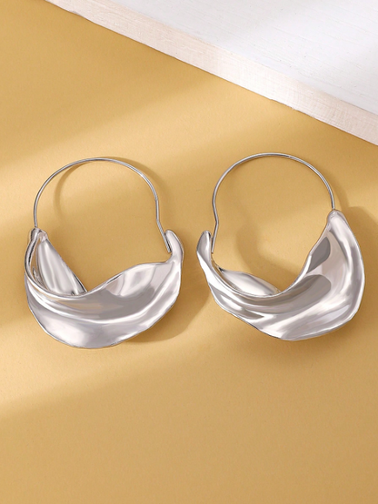 Minimalist Geometric Hoop Earrings | Textured Metal Vintage Style Hoops