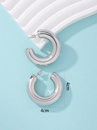 Minimalist Geometric Gold Hoop Earrings | Old Money Style Statement Hoops (4cm–5.4cm)