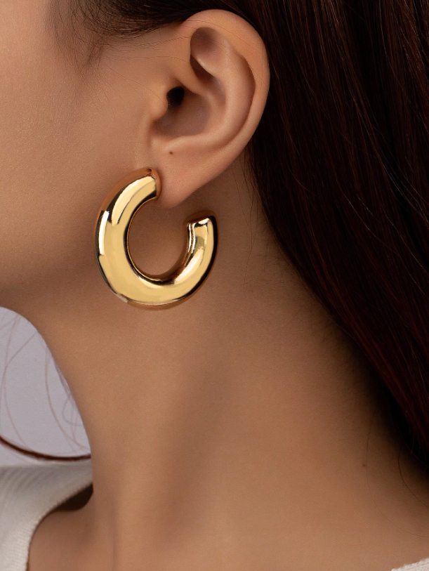 Minimalist Geometric Gold Hoop Earrings | Old Money Style Statement Hoops (4cm–5.4cm)