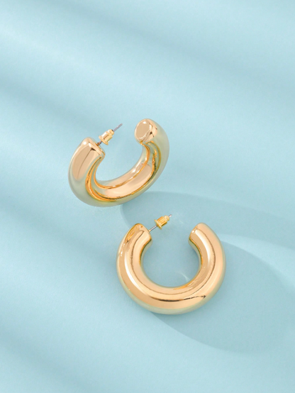 Minimalist Geometric Gold Hoop Earrings | Old Money Style Statement Hoops (4cm–5.4cm)