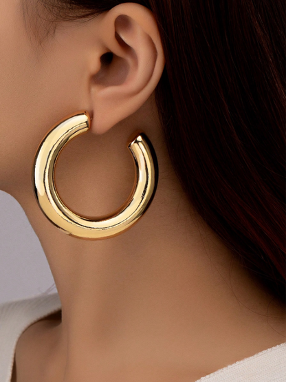Minimalist Geometric Gold Hoop Earrings | Old Money Style Statement Hoops (4cm–5.4cm)