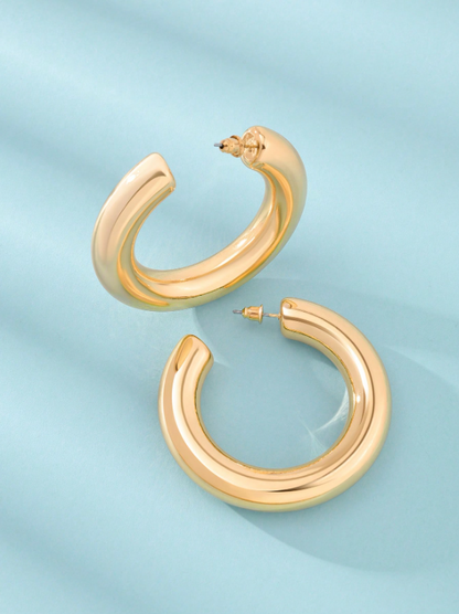 Minimalist Geometric Gold Hoop Earrings | Old Money Style Statement Hoops (4cm–5.4cm)