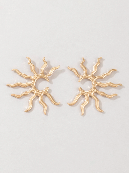 Sun Design Stud Earrings | Minimalist Geometric Gold & Silver Studs for Daily Glam Style