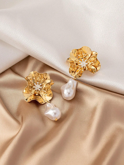 Geometric Flower-Shaped Faux Pearl Earrings | Elegant Daily & Glamorous Jewelry