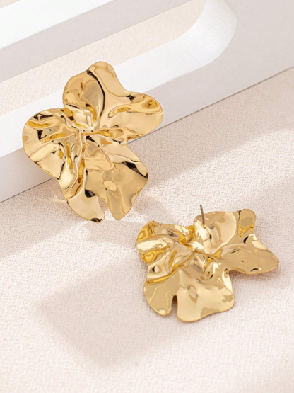 Geometric Chic Metal Stud Earrings – Trendy Asymmetrical Statement Jewelry
