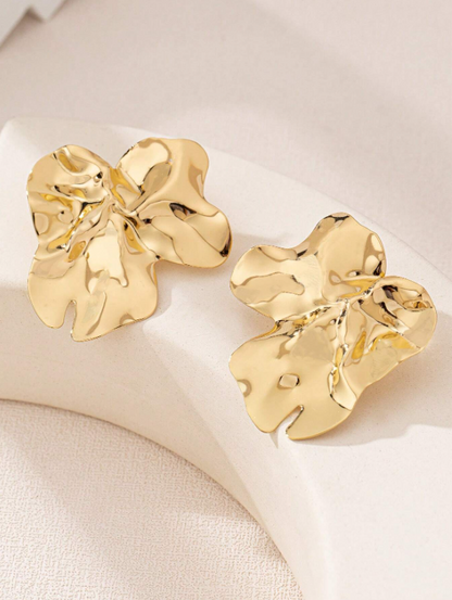Geometric Chic Metal Stud Earrings – Trendy Asymmetrical Statement Jewelry