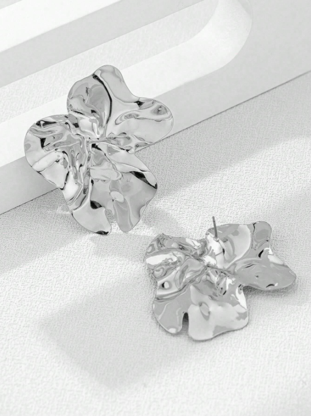 Geometric Chic Metal Stud Earrings – Trendy Asymmetrical Statement Jewelry