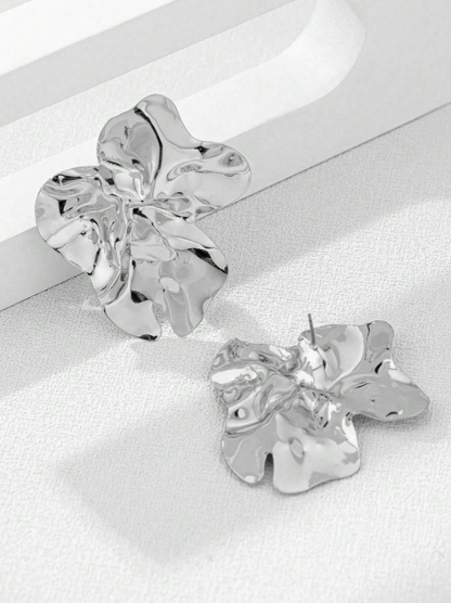 Geometric Chic Metal Stud Earrings – Trendy Asymmetrical Statement Jewelry
