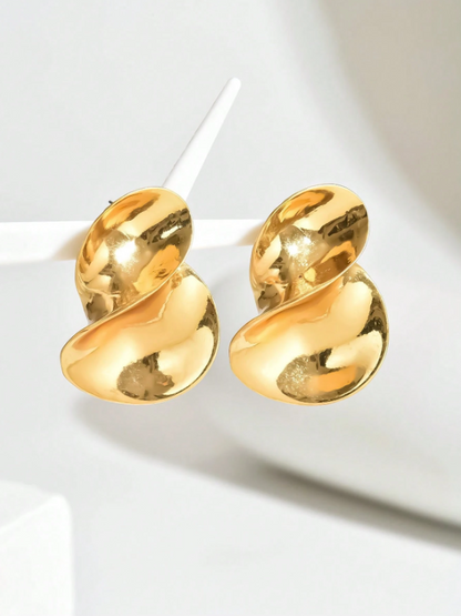 Minimalist Oversized Chunky Jewelry Set  – Rhinestone Metal Alloy Earrings in Teardrop, Spiral Design